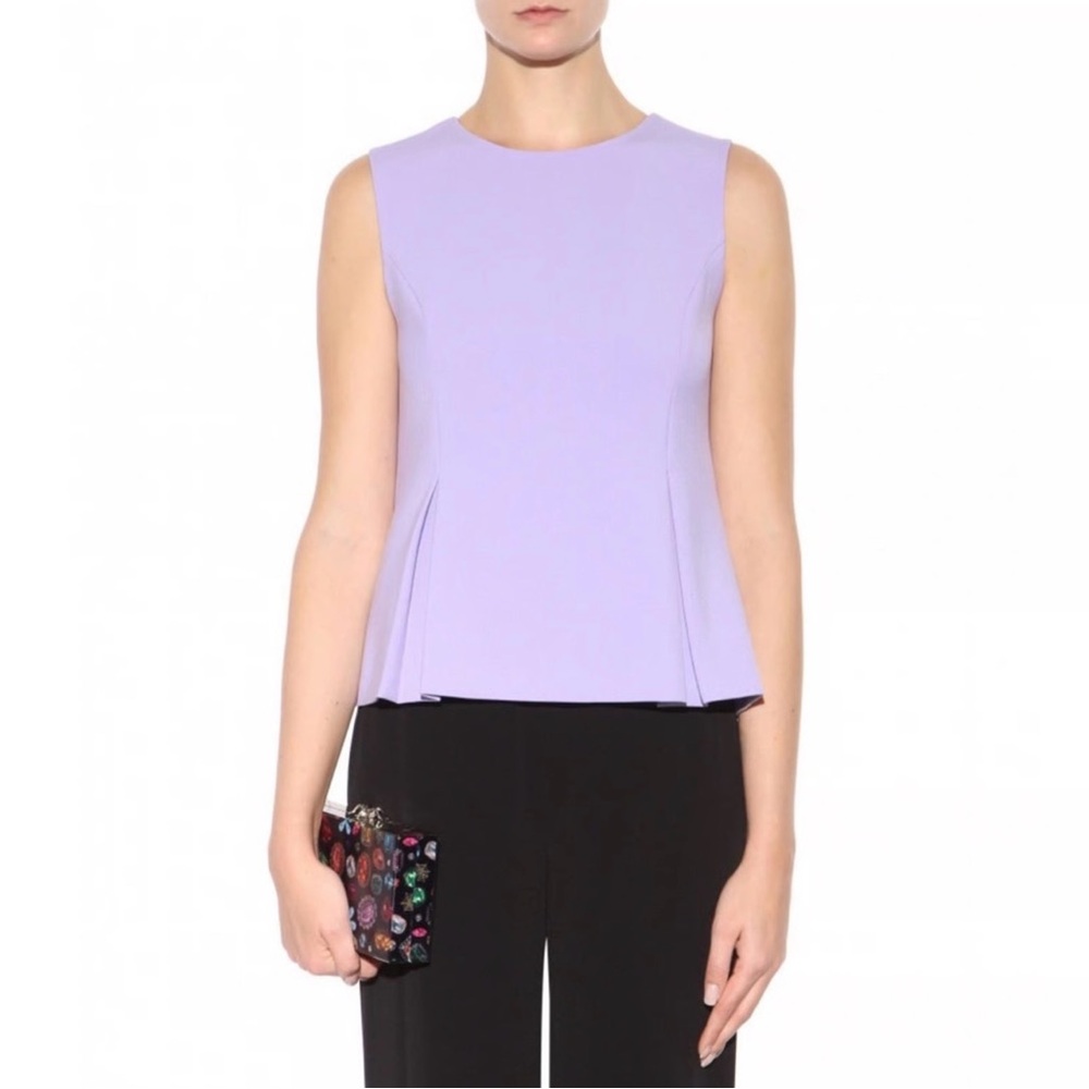 Diane Von Furstenberg $248 Lilac Mallorie Peplum Sleeveless Blouse Sz 4 EUC